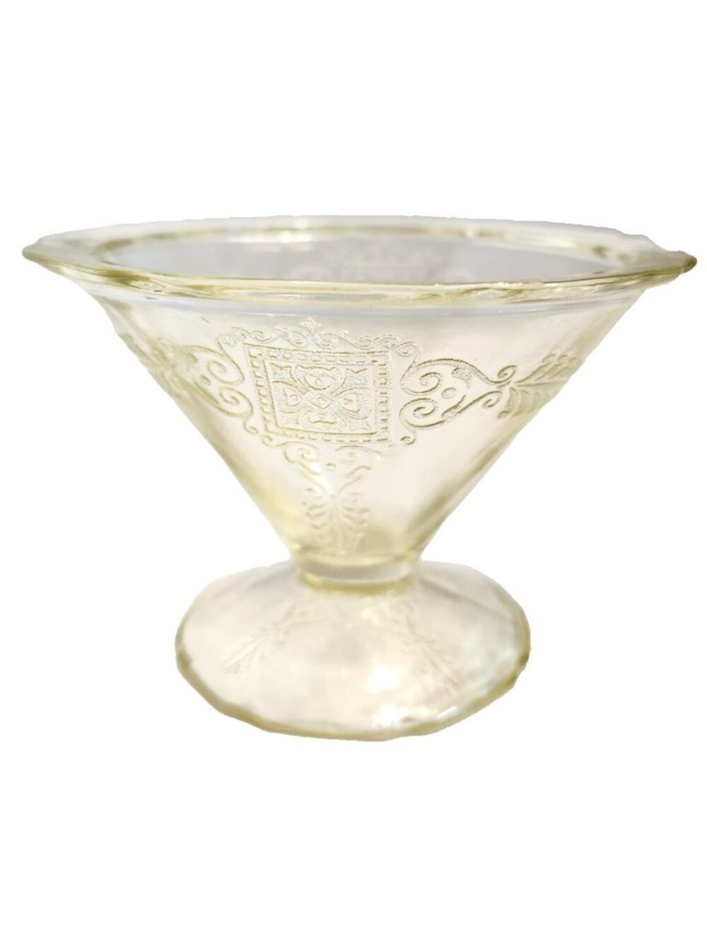 Hazel Atlas Glass Roxana Yellow Low Footed Sherbet Dish Depression Glass 1930's
